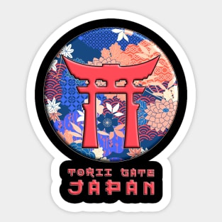 Torii Traditional Japanese Gate Mountain Floral Pattern Chrysanthemum Cherry Blossom 51 Sticker